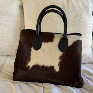Dark chocolate brown and white horse hair Purse